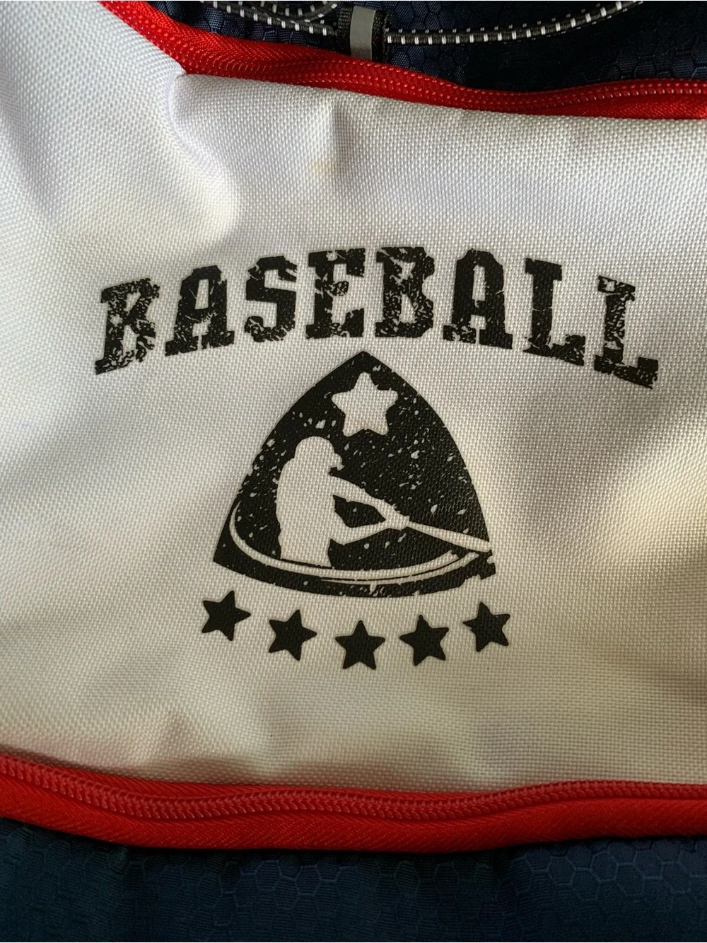 Baseball Bag for Youth & Adult with 4 Bat Sleeves - Navy, Red and White